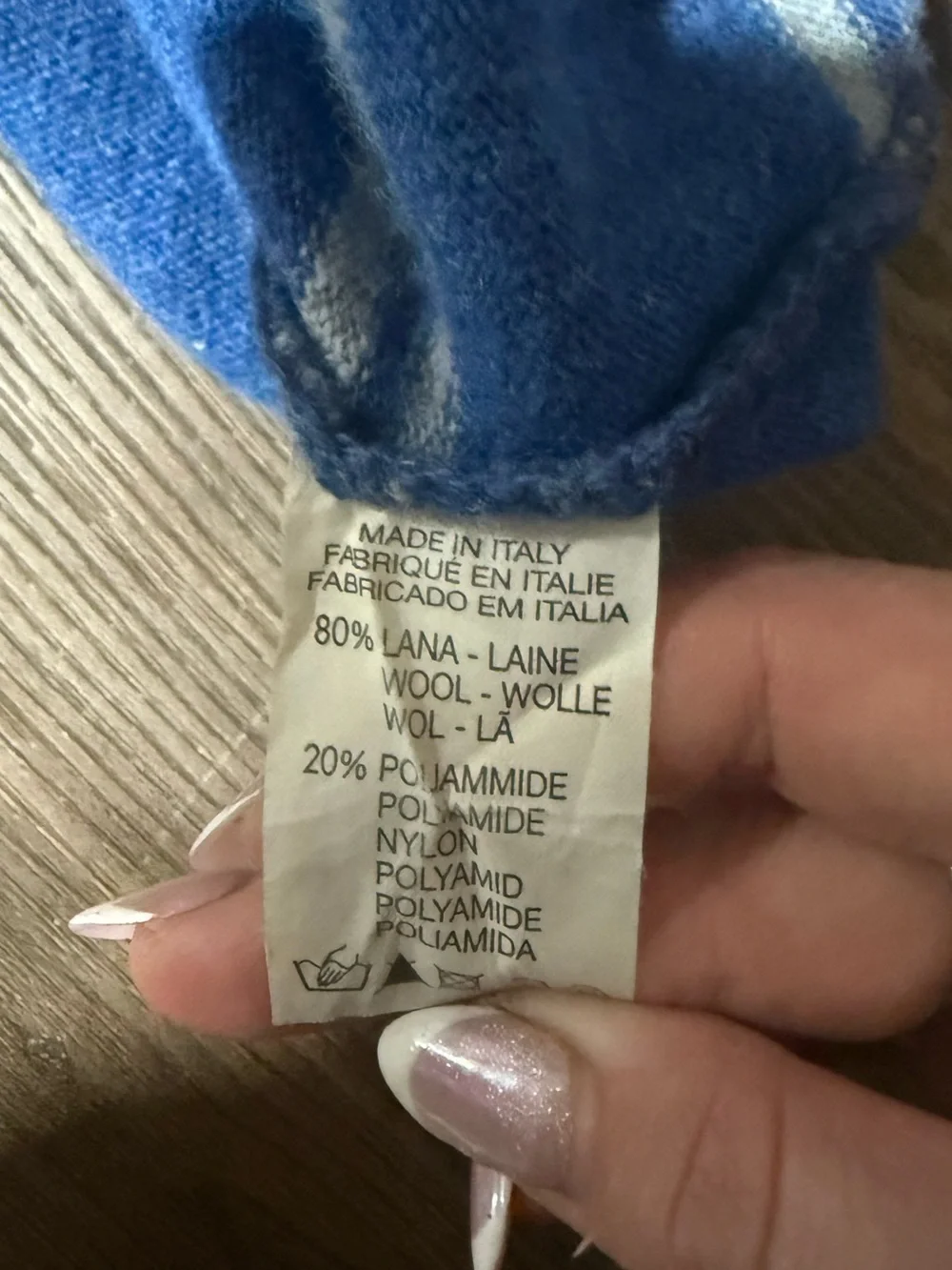 Iceland Italy Blue Striped Wool V-Neck Sweater XL Made in Italy